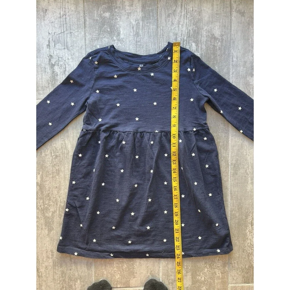 Gap Kids Girls Long Sleeve Cotton Casual School Skater Dress Star Print S 6-7